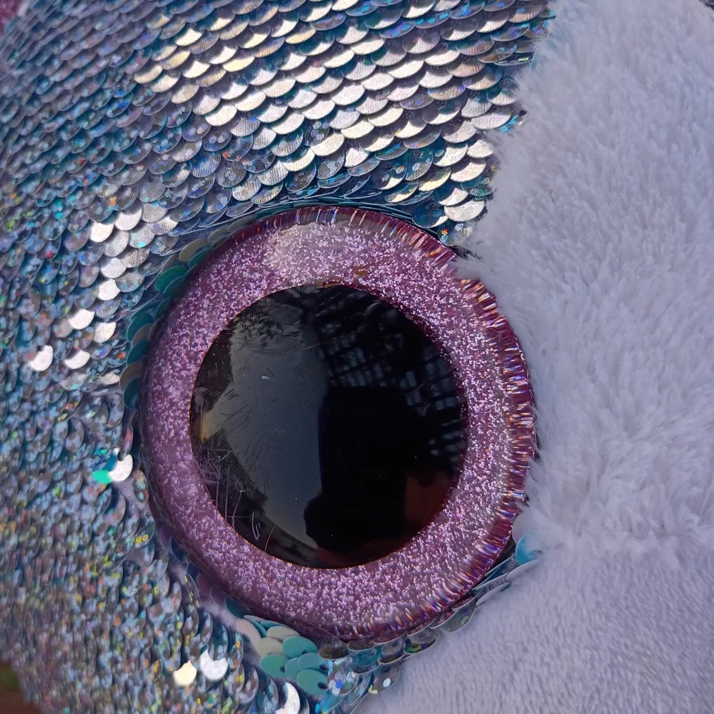 Ty Sequin Cat Plush - Iridescent Blue and Pink